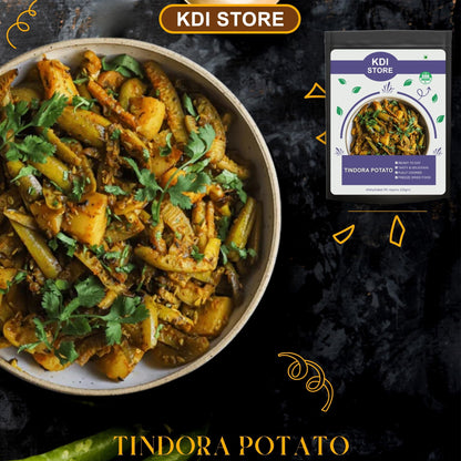 KDI Store Tindora Potato, Ready to Eat Indian Curry, Freeze Dried Food, USDA Organic, Fully Cooked,55g