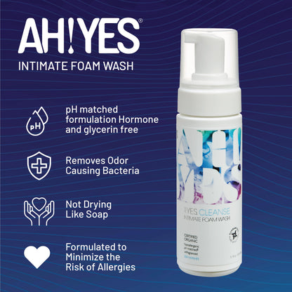 AH! YES® Intimate Health Starter Bundle | Certified Organic | Water-Based & Plant-Oil Lubricants, Vaginal Moisturizer & pH-Balanced Feminine Wash | Long-Lasting Hydration & Gentle Care
