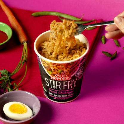 Nissin Cup Noodles Stir Fry Noodles in Sauce, Sweet Chili, 2.89 Ounce (Pack of 6)