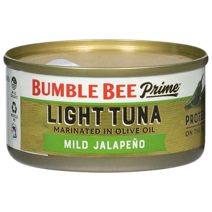 Bumble Bee Prime Protein on the Run Tuna Snack Kit, Pack of 12 - Gourmet Tuna Marinated in Olive Oil & Mild Jalapeno with Crackers and Serving Utensil - 20g of Protein Per Serving, Easy Open Can
