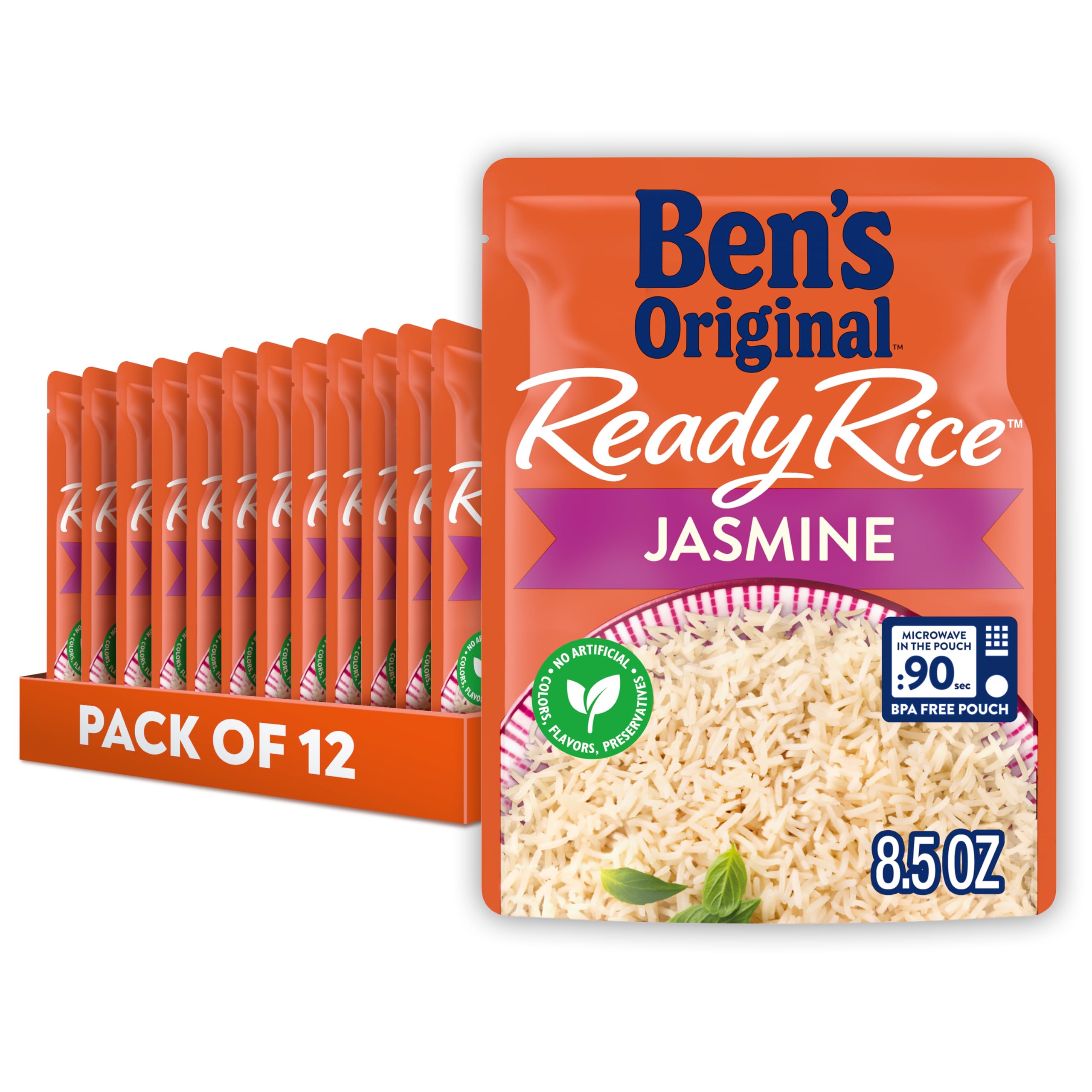 BEN'S ORIGINAL Ready Rice Jasmine Rice, Easy Dinner Side, 8.5 oz Pouch ...