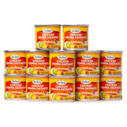 Grace Hot & Spicy Chicken Vienna Sausage 4.6oz - 12 Pack - in Chicken Broth