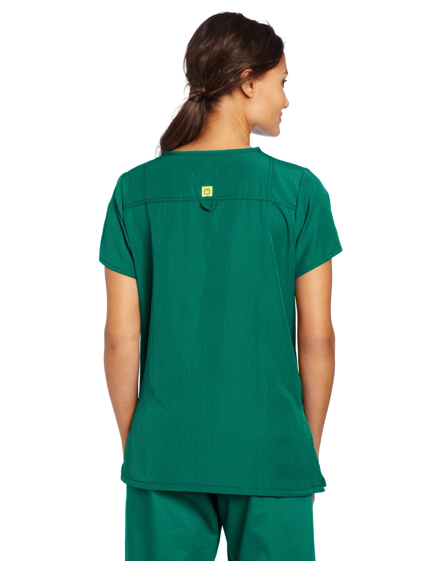 WonderWink Women's Scrubs Four Way Stretch Sporty V-Neck Top, Hunter Green, Large