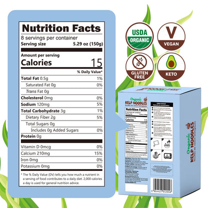 SUNGIVEN Organic Kelp Noodles 50.8 Oz Low Sodium Gluten Free Keto Low Calorie Vegan 6.35 Oz Pack of 8