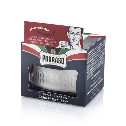 Proraso Pre Shave Conditioning Cream - Aloe Vera & Vitamin E - Protective Formula for Dry, Rough Skin & Beard - Premium Italian Pre Shave Cream - 3.6oz