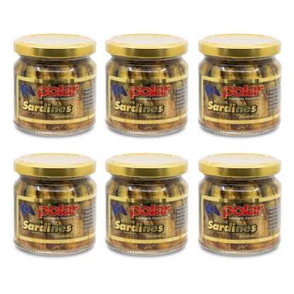 MW Polar Naturally Alder Wood Smoked Brisling Sardines in Olive Oil, 6.5oz Jar (Pack of 6) | Kosher Friendly, Wild-Caught, Hand-Packed, High in Omega-3, Keto, Paleo, Gluten-Free, Non-GMO