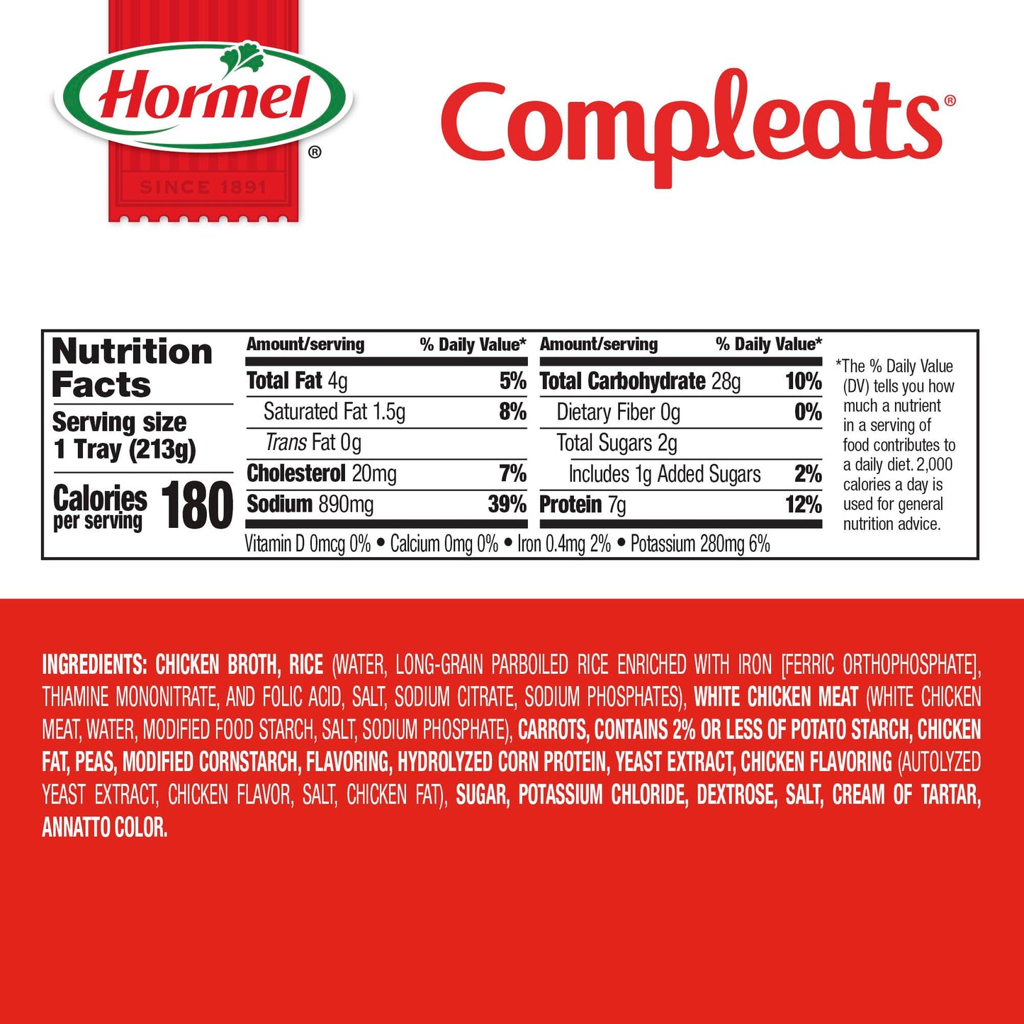 HORMEL COMPLEATS Rice & Chicken Microwave Tray, 7.5 Ounces (Pack of 7)