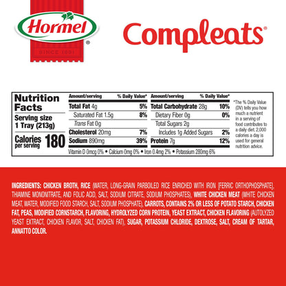 HORMEL COMPLEATS Rice & Chicken Microwave Tray, 7.5 Ounces (Pack of 7)