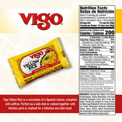 Vigo Authentic Saffron Yellow Rice, Low Fat, 5oz (Pack of 6)