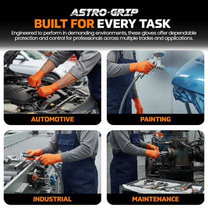 Astro-Grip Powder-Free Exam Grade Nitrile Disposable Gloves. Size X-Large, Orange, 7 mil Thickness. Chemical and Puncture Resistant. Single-Use. Pack of 100. (66474)