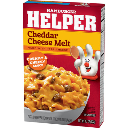 Hamburger Helper Cheddar Cheese Melt Pasta Meal (4.7 oz - 12 Pack) No Artificial Flavors, Ready in 3 Easy Steps, Quick Meals Perfect for Midweek Dinners, Busy Evenings & Families On-the-Go