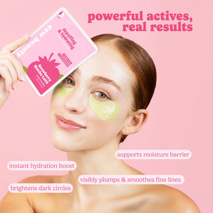 ESW Beauty Strawberry Matcha Latte Under Eye Patches – Depuffing & Hydrating – Vegan Hydrogel with Green Tea for Refreshing, Nourished Under Eyes