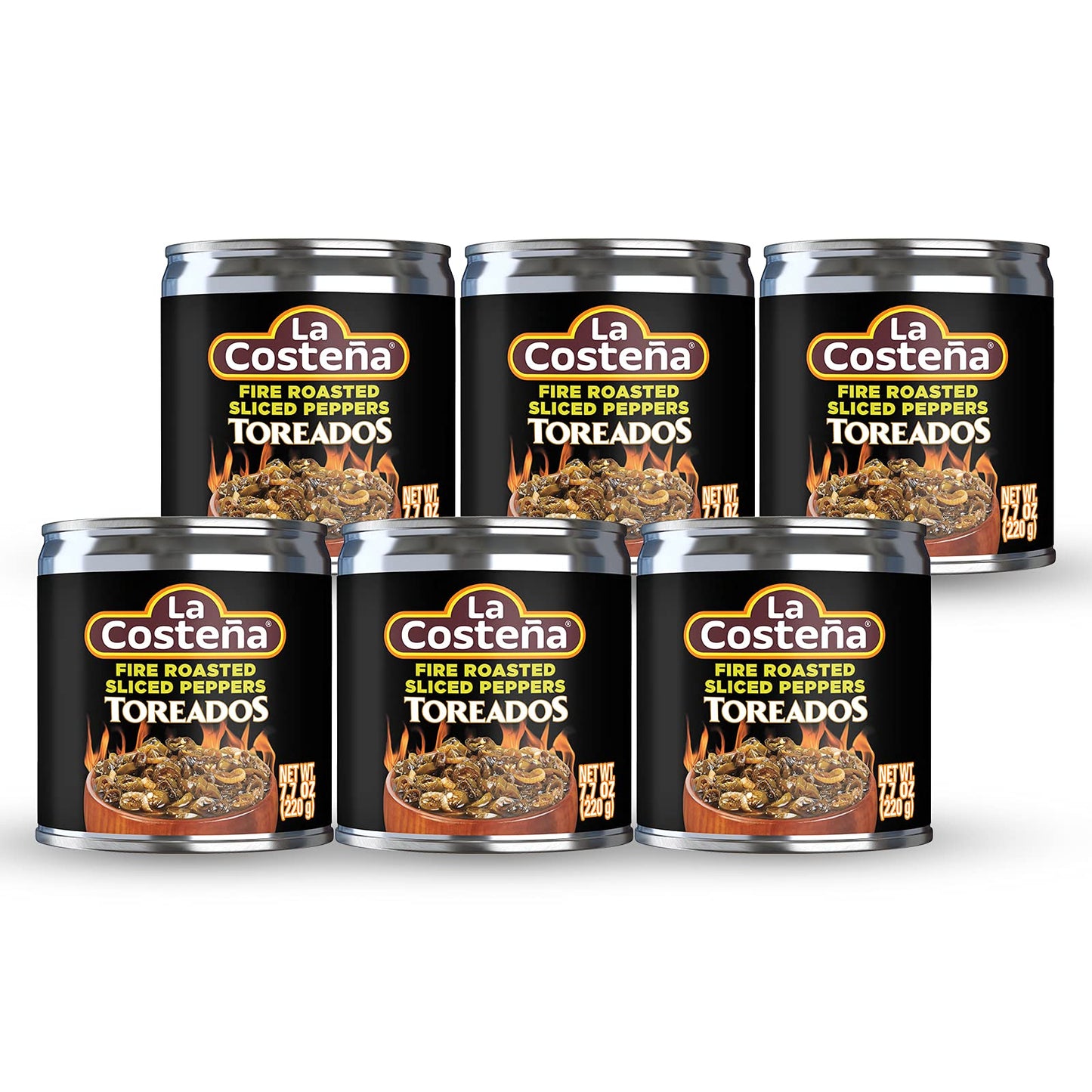 La Costeña Sliced Serrano Pepper Toreado - Fire Roasted Spicy Green Chiles for Mexican Food, Pico de Gallo, Taco Seasoning, Salsa Verde & Guacamole - Pickled Vegetables - 7.7oz, 6 Pack Canned Chilis