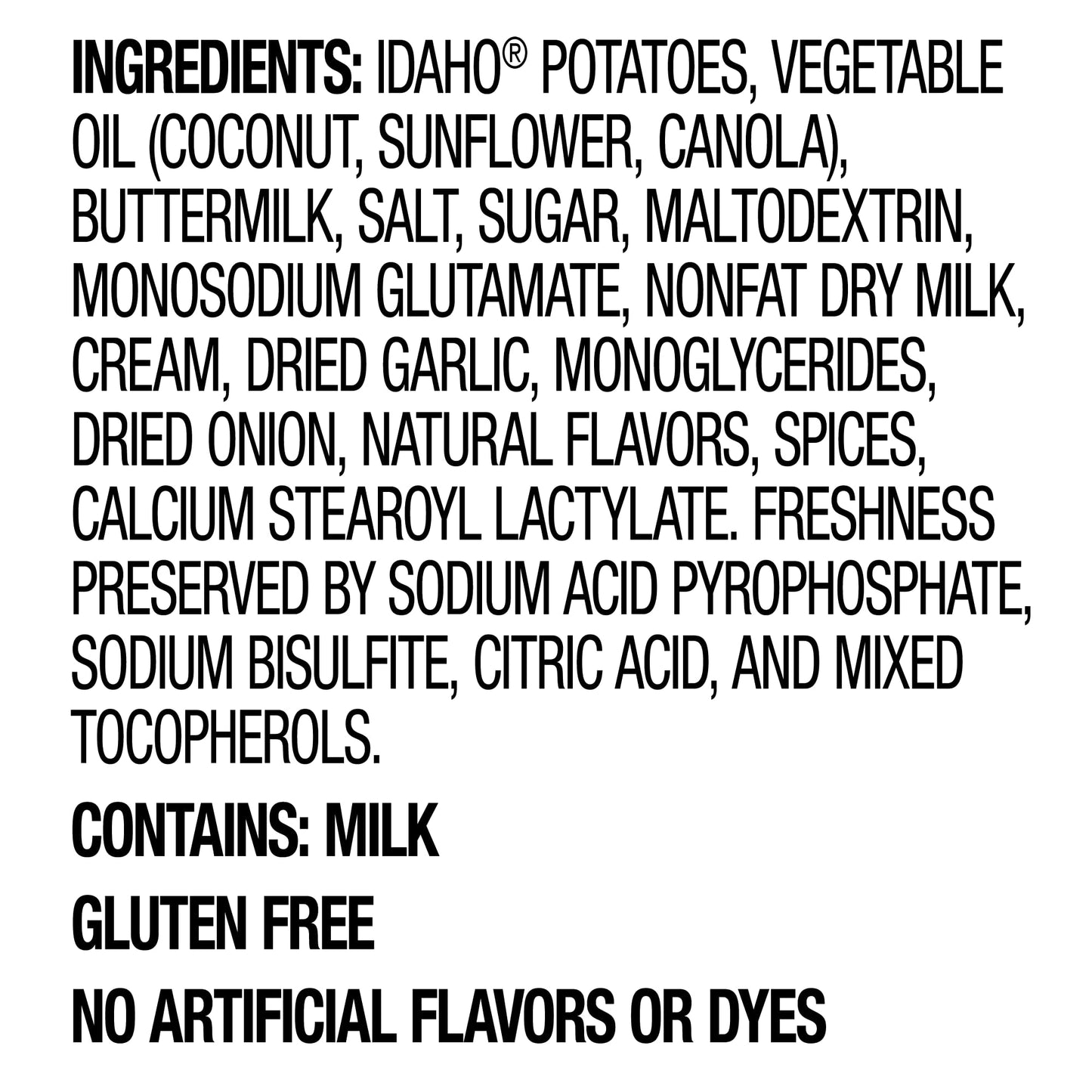 Idahoan Mashed Potatoes Seasoned with Hidden Valley Original Ranch, Naturally Gluten-Free, 100% Real Idaho Potatoes, 4 servings per bag, 4 ounce (Pack of 12)