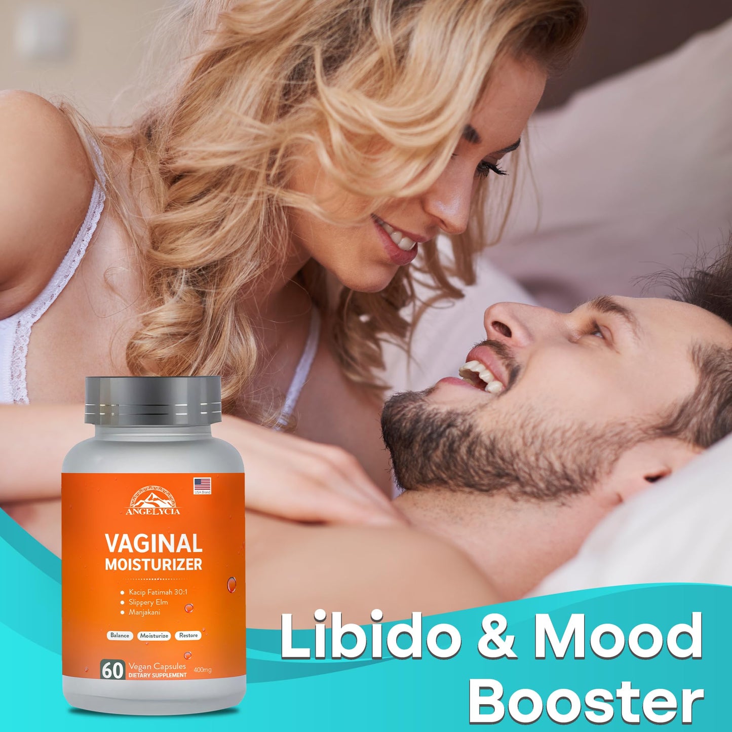 ANGELYCIA Natural Probiotic Vaginal Moisturizer Pills for Women – Slippery Elm Feminine Care Supplement for Vaginal Moisture, Dryness Relief & Healthy pH Balance Support