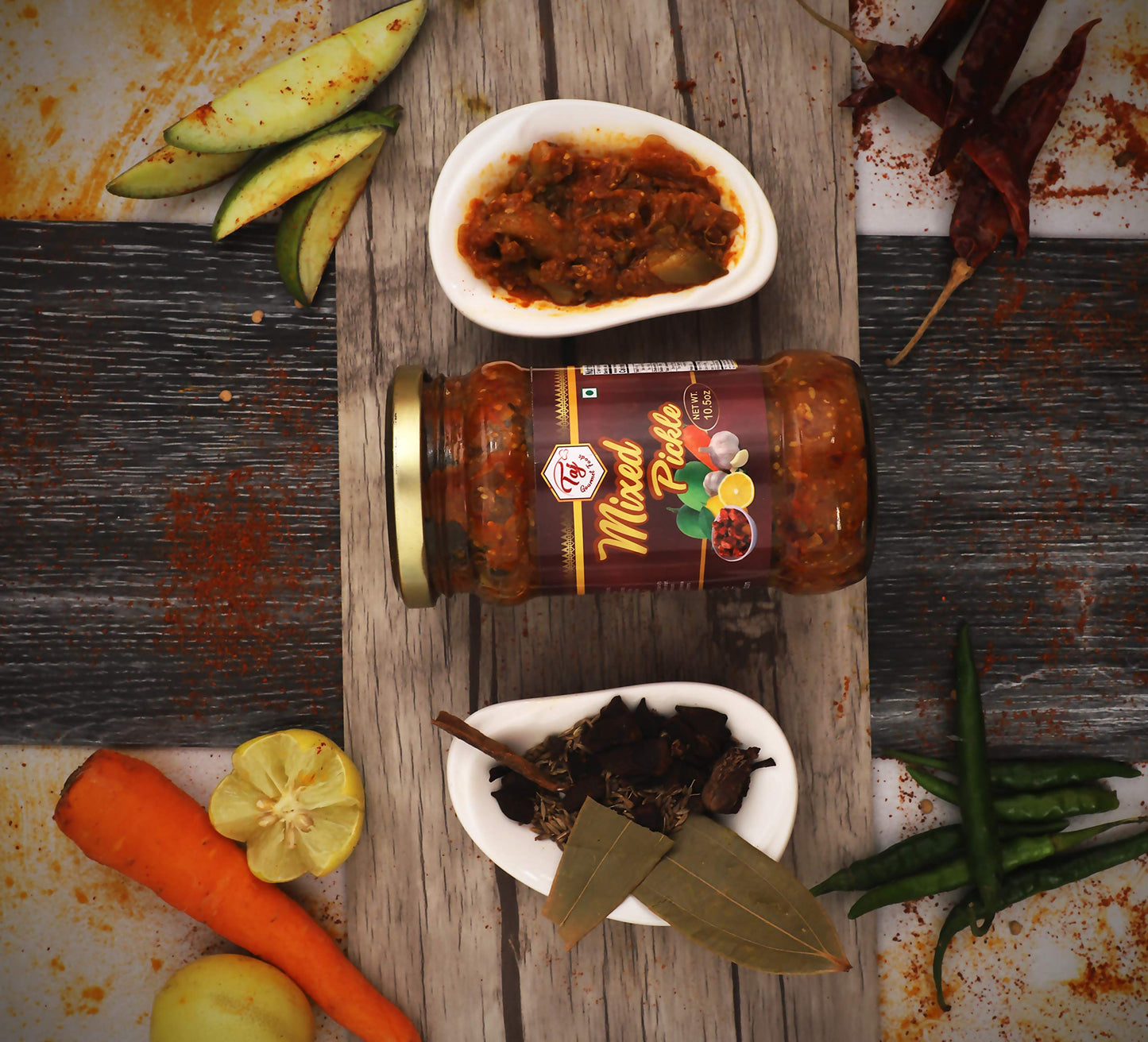 TAJ Gourmet Mixed Pickle, (Mix Achar), 300g (10.5oz)