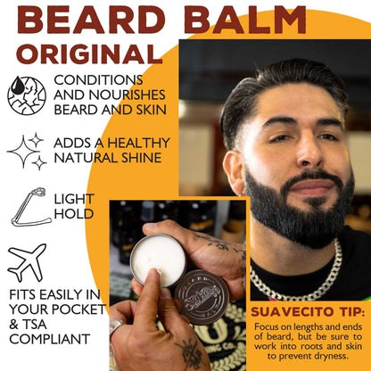 Suavecito Original Scent Beard Balm 1.5 oz Can - No Flaking, Eliminates Dryness & Itchiness - Conditions, Nourishes, Hair & Skin