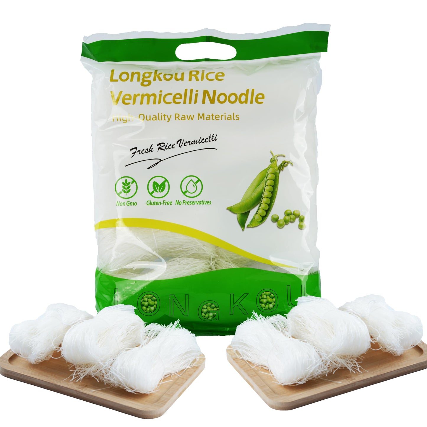 Glass Noodles，LungKuw Mung Been Threads Noodle，Fine Mung Been Glass Noodles for Stir-fries, Soups, Salads, 500g/17.6oz