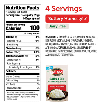 Idahoan Dairy-Free Mashed Potatoes, 4 oz (pack of 12)