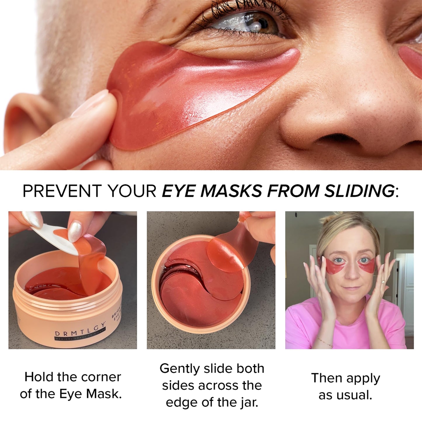 DRMTLGY Brightening Eye Masks – Biodegradable Hydrogel Under Eye Patches with Caffeine, Peptides, Hyaluronic Acid & Niacinamide – Depuff, Hydrate & Smooth Dark Circles – 60 Count