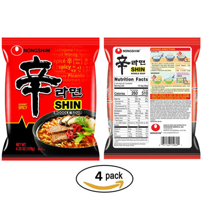 Authentic Asian Pantry Spicy Ramen Noodles 4 Pack + FREE Four Elephants Rice Vermicelli | Korean Ramen Soup + Thin Rice Noodles | Easy Meal Kit, Non-GMO, Gluten-Free