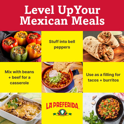 La Preferida Canned Spanish Rice (Bold Flavor from Bell Pepper, Onion & Tomato) No Artificial Colors or Preservatives. Easy Mexican Side Dish, Ready in Minutes, 15oz. (Pack of 12)