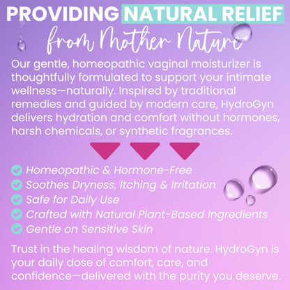 Hydro GYN Vaginal Moisturizer | Long Lasting for Vaginal Dryness & Irritation | Hyaluronic Acid & Vitamin E | Feminine Care Hormone Free | Pre and Post Menopausal I 10 Pre Filled Applicators