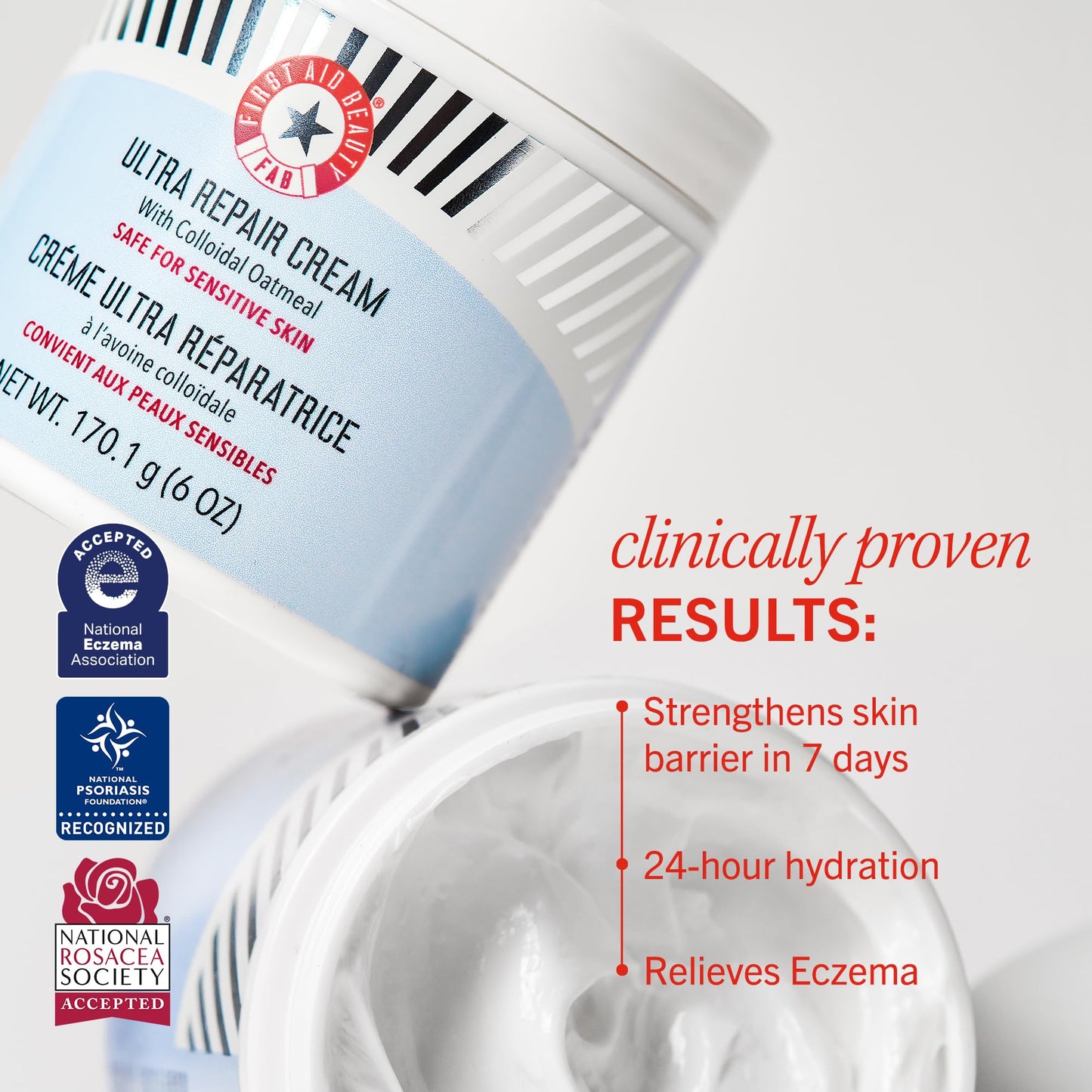First Aid Beauty - Ultra Repair Cream, Intense Hydration Whipped Colloidal Oatmeal, Strengthens Skin Barrier in 7 Days & Helps Relieve Eczema, Luxury Face & Body Moisturizer, Grapefruit Scent, 12 oz