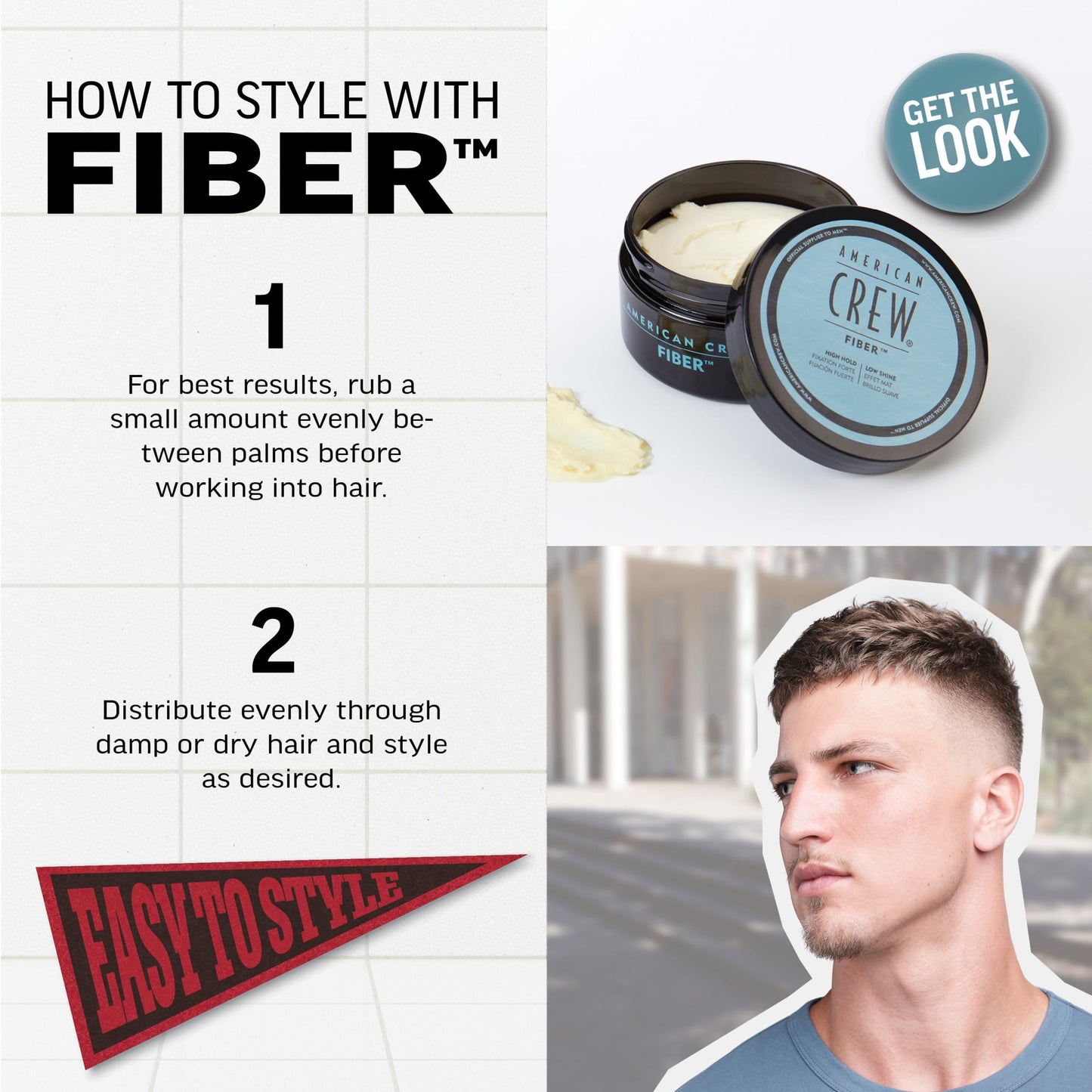 American Crew Men's Hair Fiber, Like Styling Gel with High Hold & Low Shine, Travel Size, 1.7 oz