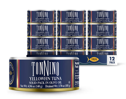 Tonnino Yellowfin Tuna Fish in Olive Oil - Pack of 12 Can (4.94 Ounces (Pack of 12), Olive Oil)