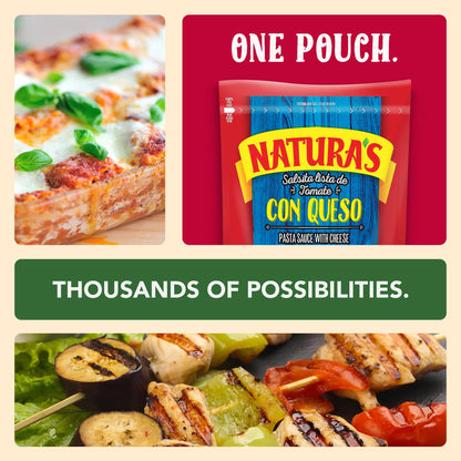 NATURA'S Cheese Pasta Sauce, Ready-to-Eat Salsa Con Queso in 7.1oz. Easy-Open Pouch (Pack of 3)