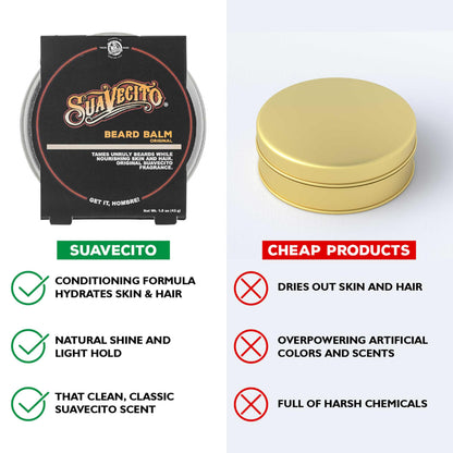 Suavecito Original Scent Beard Balm 1.5 oz Can - No Flaking, Eliminates Dryness & Itchiness - Conditions, Nourishes, Hair & Skin