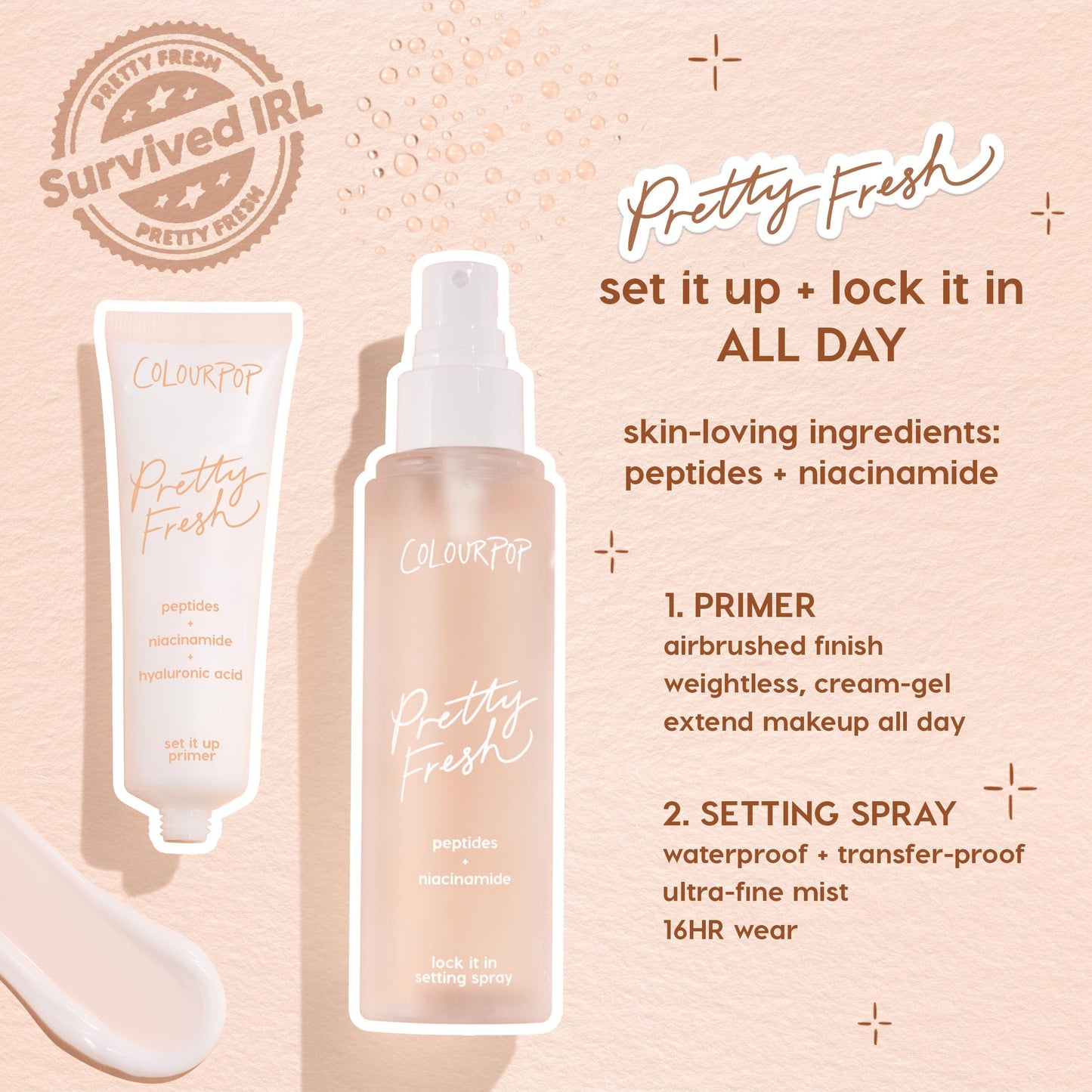 ColourPop Pretty Fresh Hydrating Setting Mist - Vegan Micro-Fine Makeup Finishing Spray with Hyaluronic Acid and Coconut Water for Dewy, Long-Lasting Wear - Lock It In (3.4 Fl Oz)