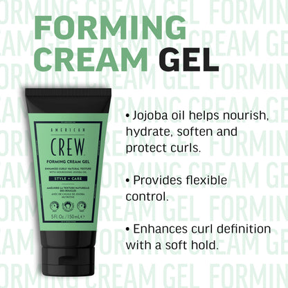 AMERICAN CREW Forming Cream Gel, Hybrid Curl Defining Hair Cream For Men, Medium Hold With Anti-frizz Protection, 5 fl oz