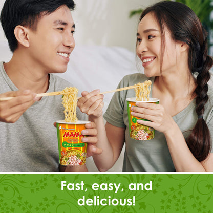 MAMA Noodles PORK Instant Cup of Noodles with Delicious Thai Flavors, Hot And Spicy Noodles with Pork Soup Base, No Trans Fat with Fewer Calories Than Deep Fried Noodles (Pork Flavor, 6 Pack)