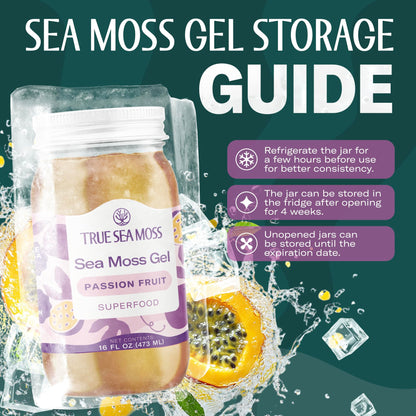 TrueSeaMoss Sea Moss Gel – Made in USA – Wildcrafted Seamoss, Fruits & Jarred Vegetables – Passion Fruit, Pack of 1 (Labels may Vary)