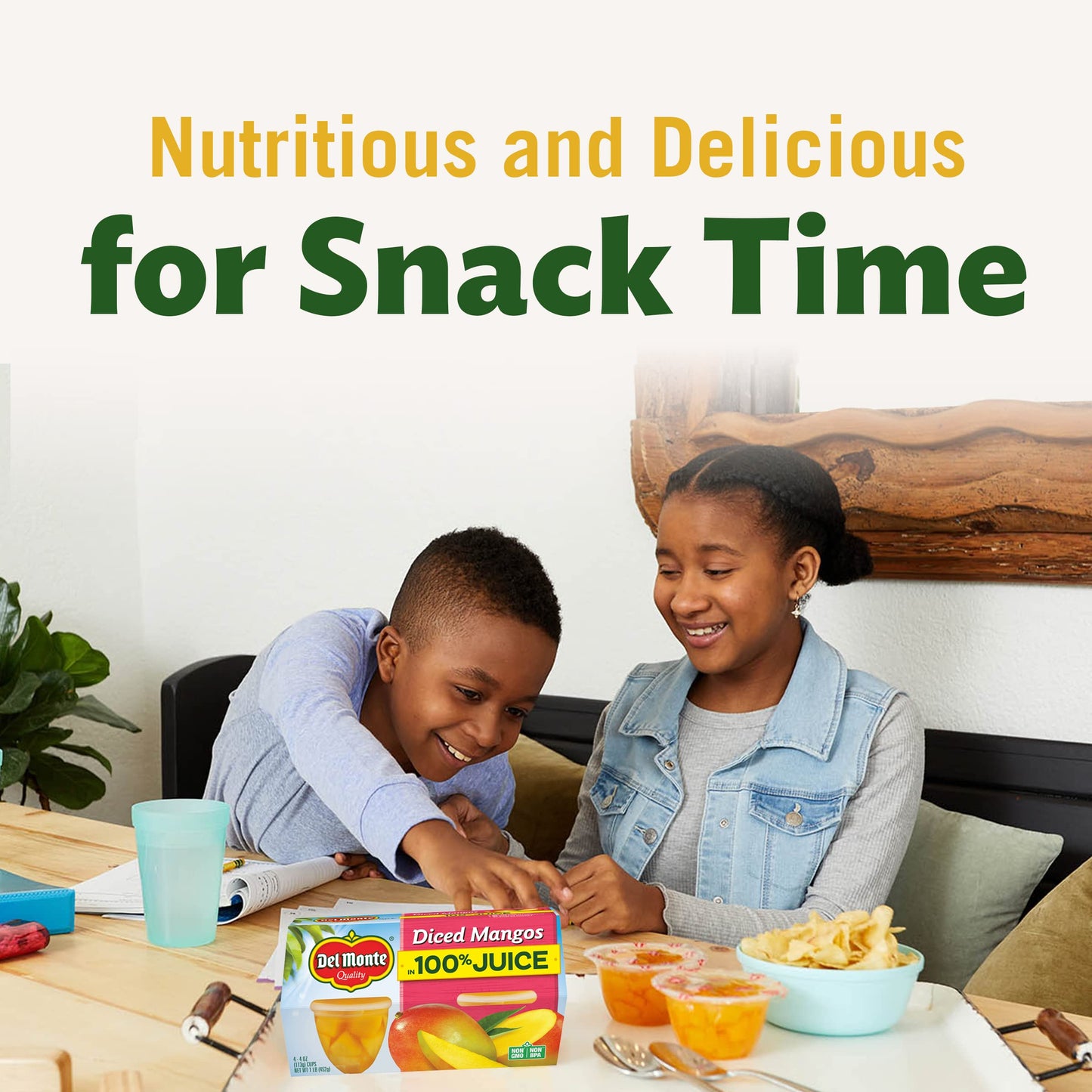 DEL MONTE Diced Mango FRUIT CUP Snacks in 100% Fruit Juice, 24 Pack, 4 oz