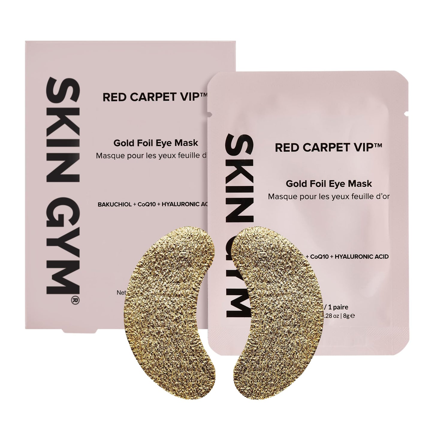 SKIN GYM Gold Foil Eye Mask 5 Pack, Hydrating and Brightening Under-Eye Treatment with Bakuchiol and Hyaluronic Acid