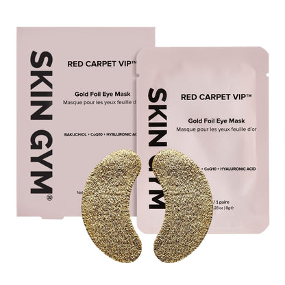 SKIN GYM Gold Foil Eye Mask 5 Pack, Hydrating and Brightening Under-Eye Treatment with Bakuchiol and Hyaluronic Acid