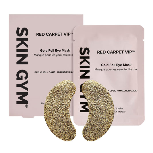 SKIN GYM Gold Foil Eye Mask 5 Pack, Hydrating and Brightening Under-Eye Treatment with Bakuchiol and Hyaluronic Acid
