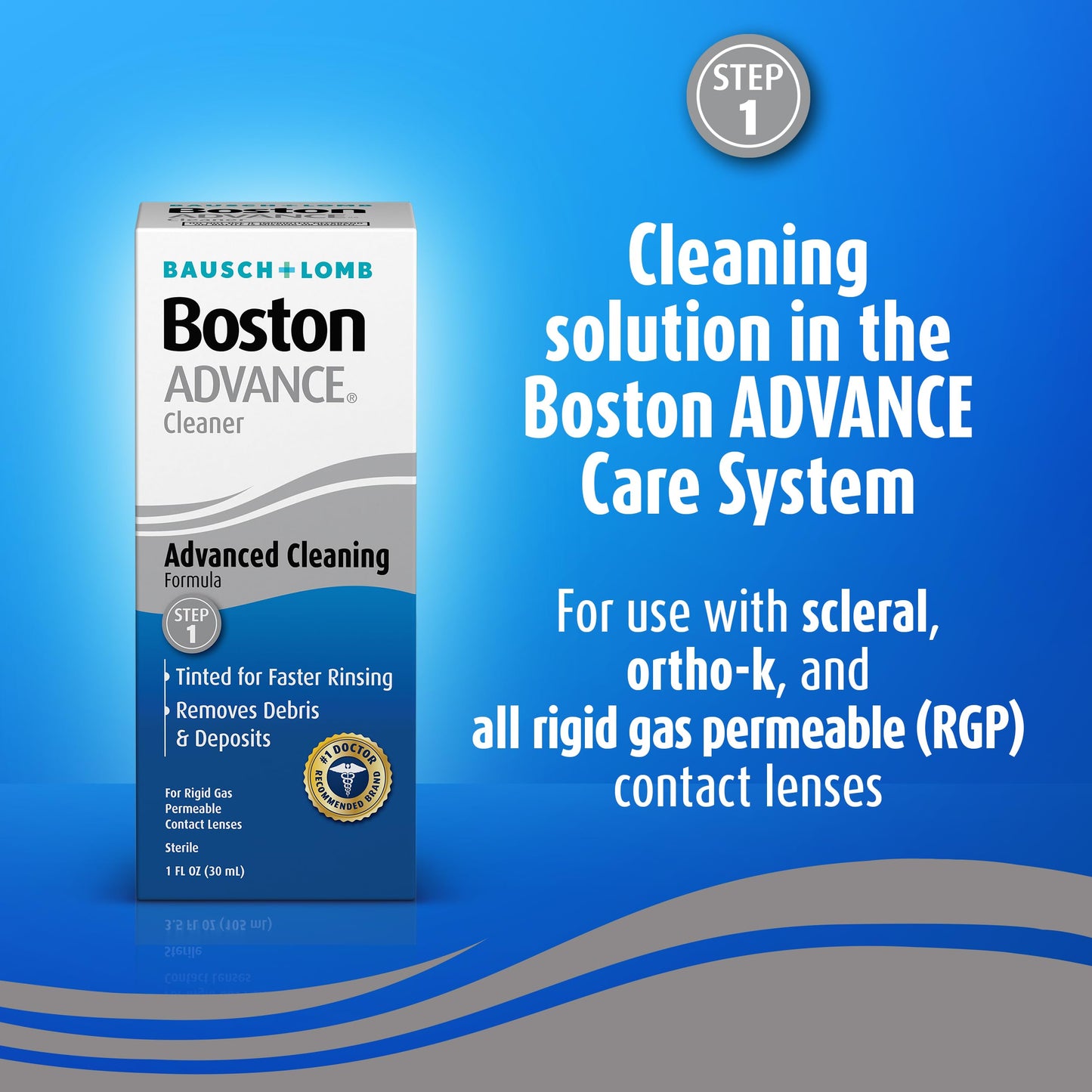 Boston Advance Contact Lens Solution, Advanced Cleaning Formula for Rigid Gas Permeable (RGP) Lens, Removes Debris & Deposits, 1 Fl Oz