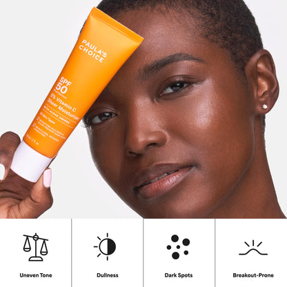 Paula's Choice 5% Vitamin C Sheer Sunscreen for Face, SPF 50 Face Sunscreen, Moisturizing, Lightweight Invisible, Prevents Dark Spots, No Cast, All Skin Types, UVA/UVB Protection, Fragrance-Free, 2oz