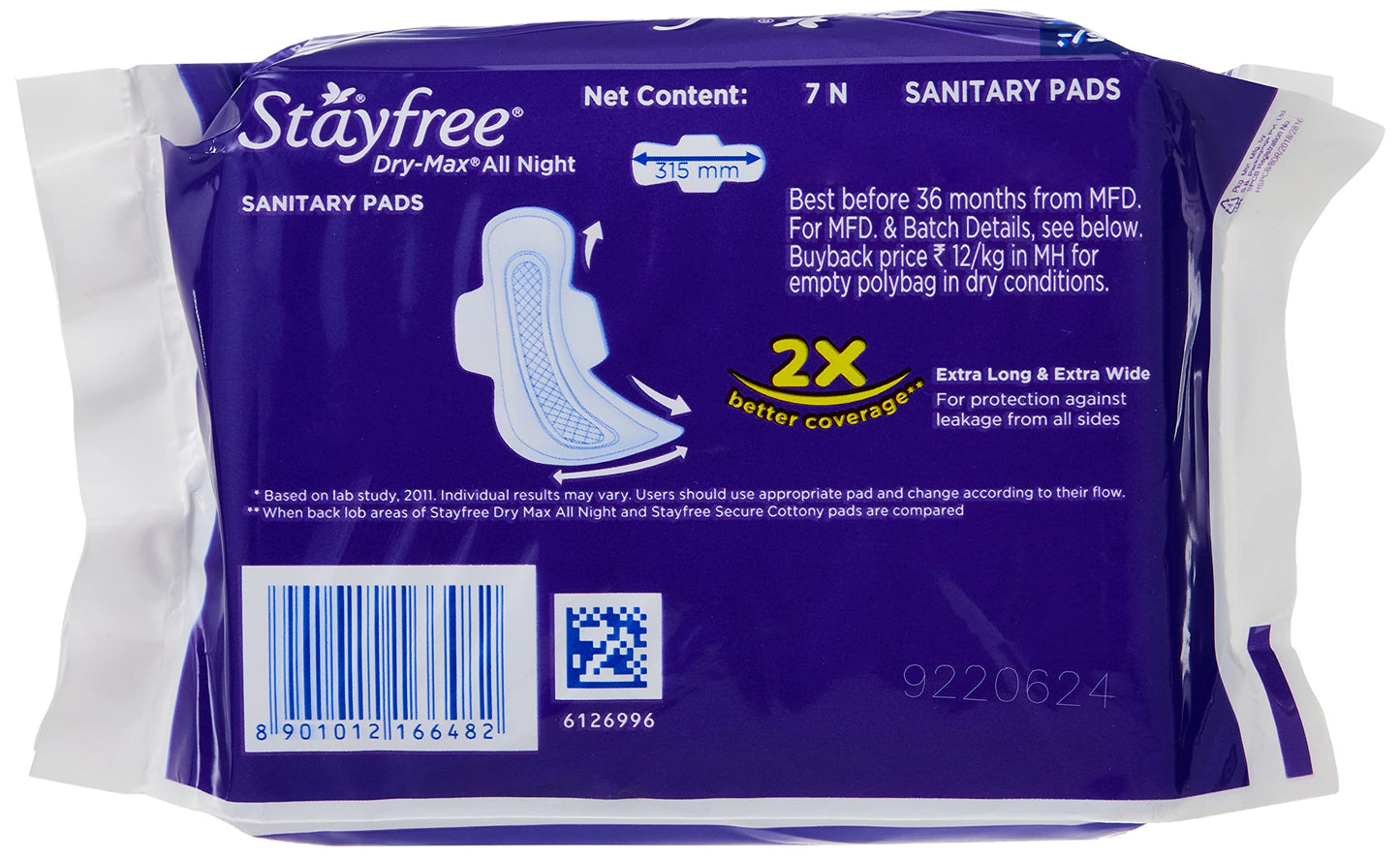 Stayfree Dry-Max All Night Ultra-Thin with Wings - X-Large (7 Pads)