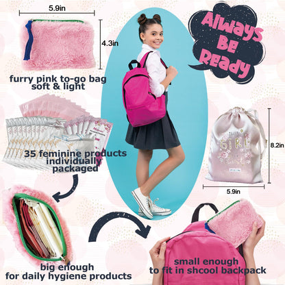 First Period Kit for Girls 9-12 | 50 PC MultipieYo Teen Preteen Tween Period Starter Kit for Girls 10-12 | 1st Period Gifts | Period Packs for Young Girls First Time