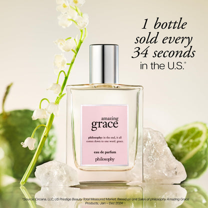 philosophy amazing grace eau de parfum - clean & floral women's perfume - with notes of bergamot, lily of the valley & musk - long lasting fragrance - 2 fl oz