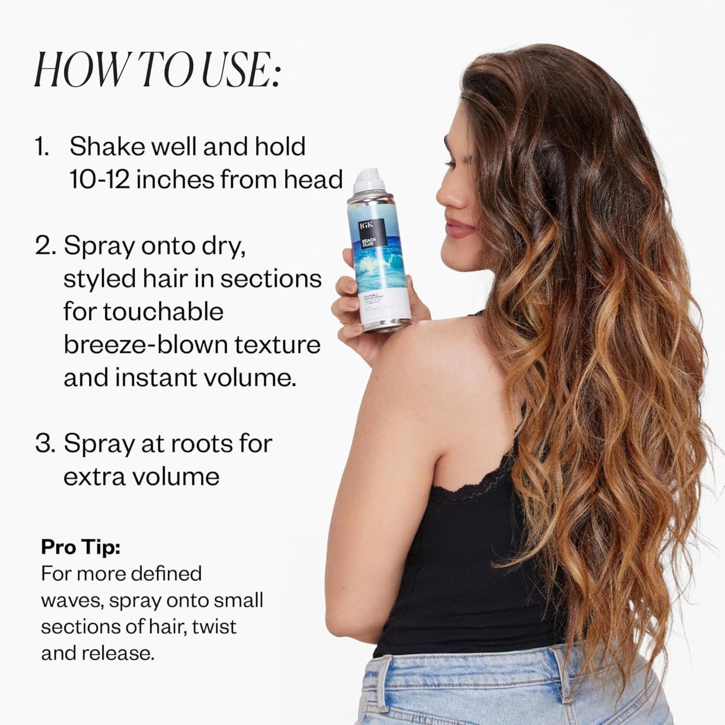 IGK BEACH CLUB Volumizing Texture Spray | Beach Wave Spray for Instant Volume & Tousled Texture | Non-Drying Fullness with Flexible Hold | 5oz