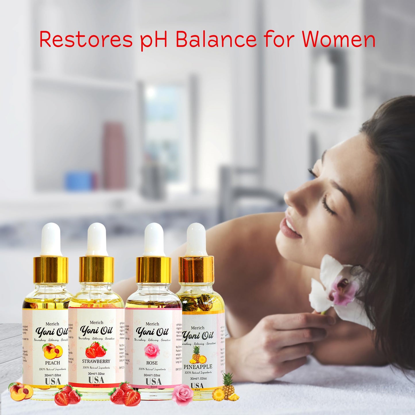 Natural Yoni Oil Ultimate Feminine Rejuvenation Set of Four | Feminine Yoni Detox | Naturally Scented Vaginal Oil | Restores pH Balance for Women | Eliminates Odor | Natural Gentle Cleansing
