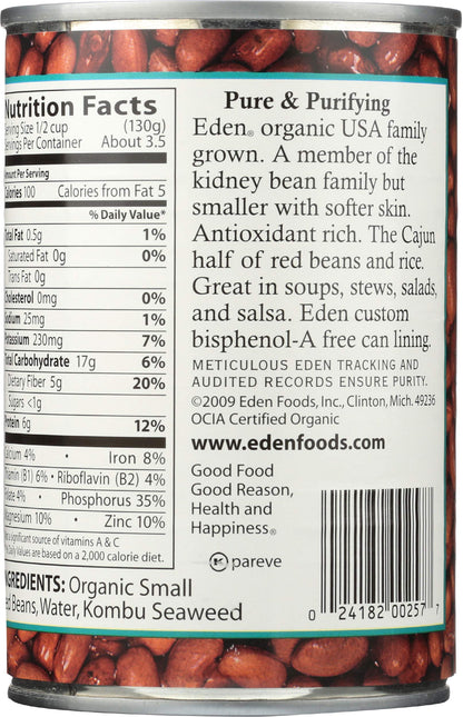 Eden Organic Small Red Beans, No Salt Added, 15-Ounce Cans (Pack of 12)