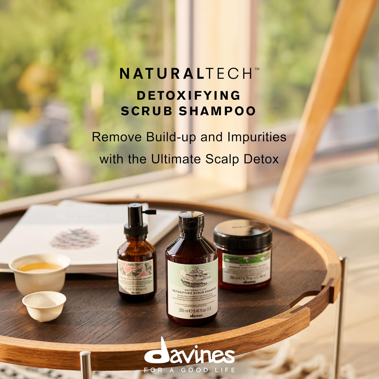 Davines Naturaltech Detoxifying Scrub Shampoo, Revitalizing & Deep Cleansing for Atonic Scalp & Pollutants - With Artichoke Phytoceuticals - Removes Buildup & Exfoliates, 8.45 Fl Oz