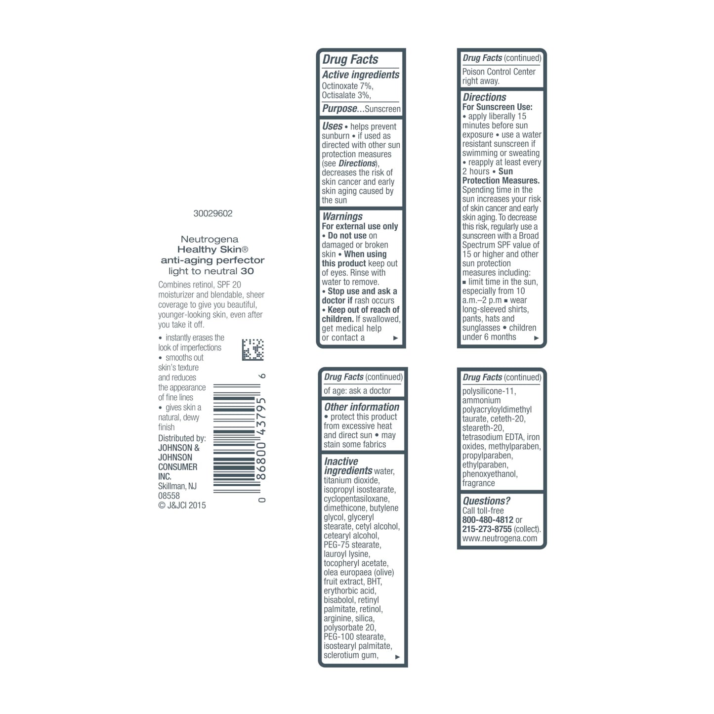 Neutrogena Retinol Treatment & Tinted Facial Moisturizer, Healthy Skin Anti-Aging Perfector, Broad Spectrum SPF 20 Sunscreen & Titanium Dioxide, Blendable Sheer Coverage, 30 Light to Neutral, 1 fl. Oz